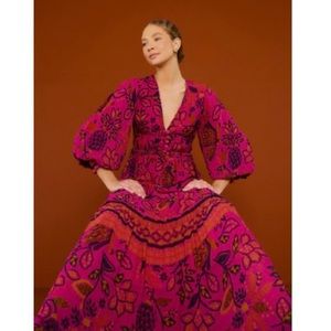 Farm Rio Pink Macaw Forest Maxi Dress